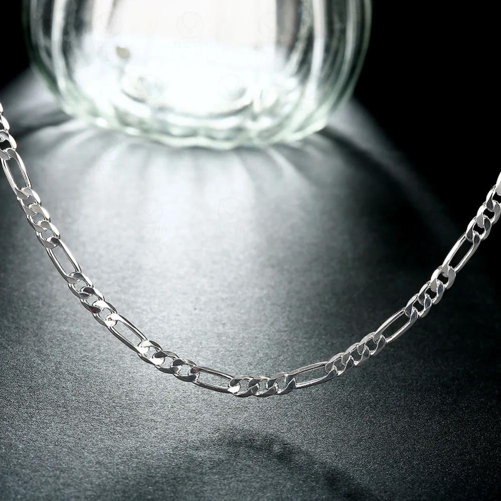 40-75cm Argento 925 4mm Catena Figaro Collana Per Donne Uomini Collana Lunga Gioielli Hip Hop Regalo