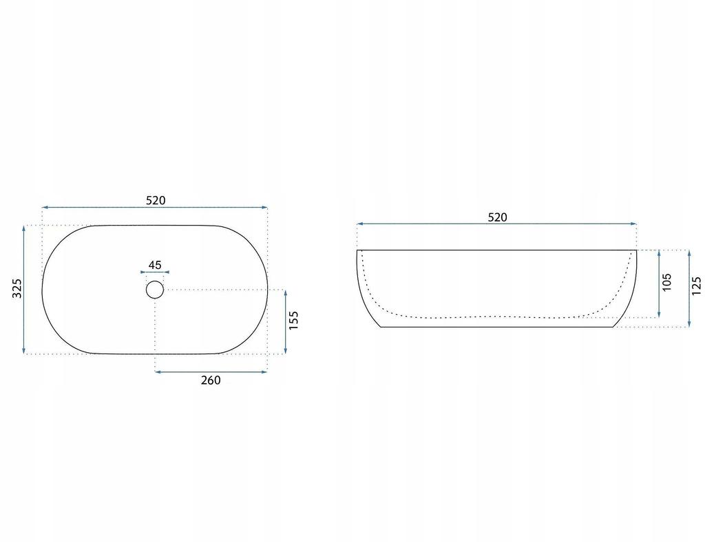Rea Amelia White Oval Countertop Washbasin 52