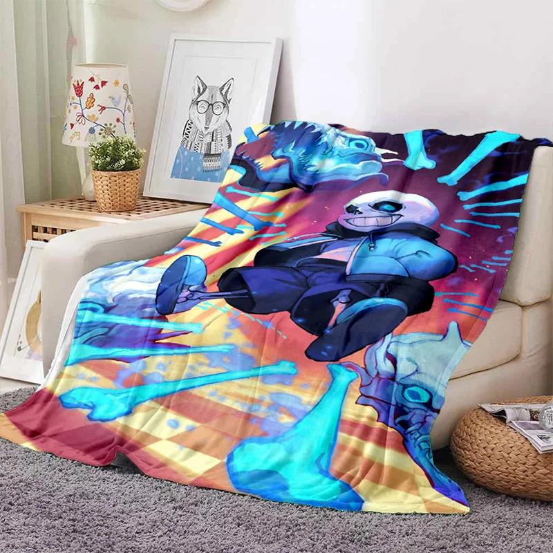 Funny U-Undertale Sans 3D Print Blanket Super Soft Warm Fleece Throw Blanket for Underground Legend Game Sofa Bed