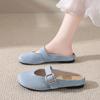 Fashion CRLAYDK Retro Women's Casual Loafers Slip On Flat Shoes Comfort Buckle Dressy Ladies Work Backless Walking Moccasins Slides