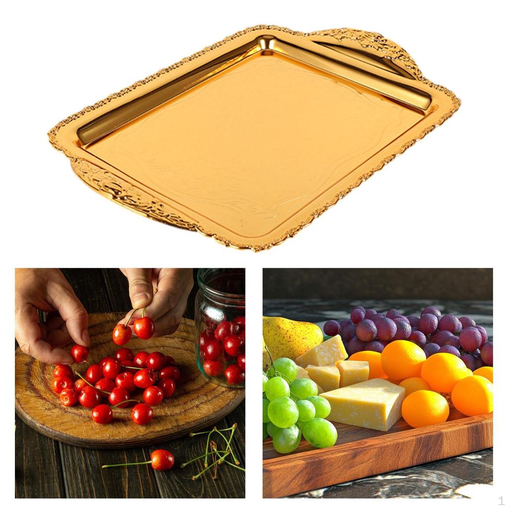 Decorative Fruit Tray Dessert Plate Easy To Clean Handcrafted Wearproof Rectangle Serving