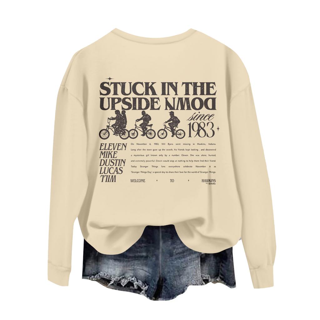 Damska codzienna bluzka typu pulower z okrągłym dekoltem i długim rękawem, z nadrukiem walentynkowym