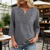 Damen Oberteile Dreiviertelarm V-Ausschnitt T-Shirts mit Hohlstickerei Muster Lockerer Schnitt Freizeitbluse Tägliche Kleidung