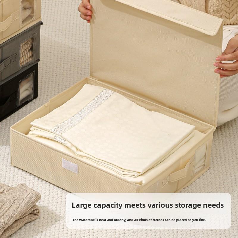 Modern Foldable Fabric Storage Bin With Lid For Bedroom Closet Organization