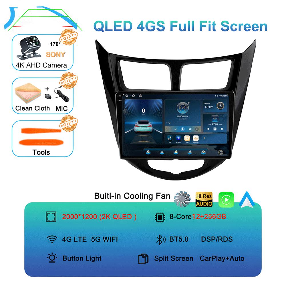 Android 14 Car Radio for Hyundai Solaris Verna Accent 1 2010 - 2016 Multimedia Video Player 2 Din DVD Head Unit Carplay GPS FM