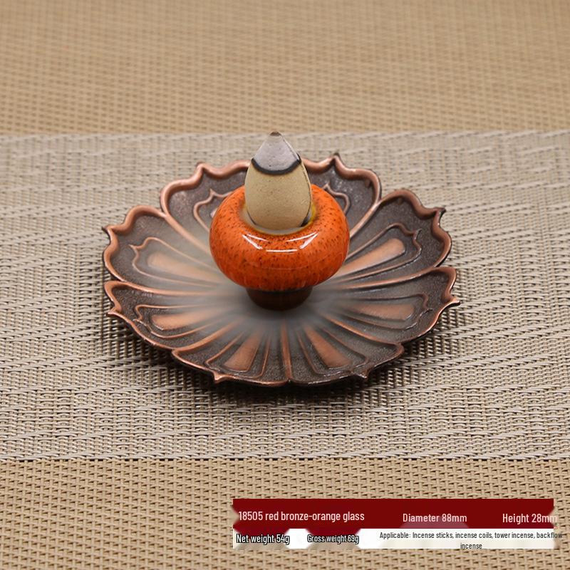 Japanese Glass Lotus Incense Holder: Dual-Use Aromatherapy & Backflow Burner