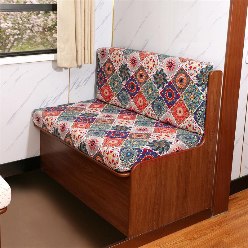 2Pcs/Set Floral Fabric Rv Dinette Cushions Covers Spandex Armless Sofa Cover Outdoor Camper Car Bench Cover Furniture Protector