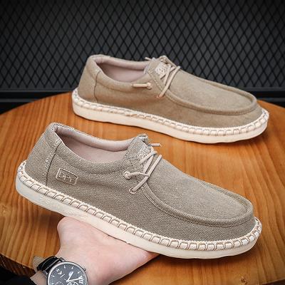 Mode Neue Herren Übergröße Lässige Denim Canvas Schuhe Flache Vulkanisierte Schuhe Mode Britischer Designer Atmungsaktiv Leicht Herren Sneaker Slipper
