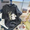 Women's Cotton Do Old Washed Black T-shirt Couple Short-sleeved Summer Tide Cool Plus Size Loose Tops