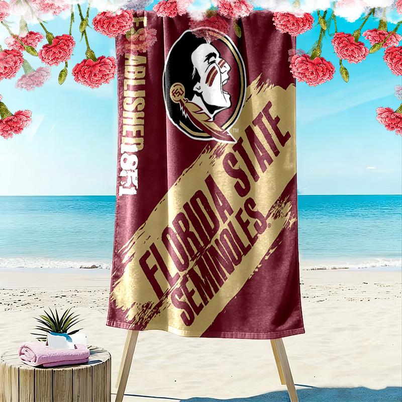 Florida State Seminoles Print Beach Towel, Large Soft Quick Dry Towel for Beach Camping Swimming