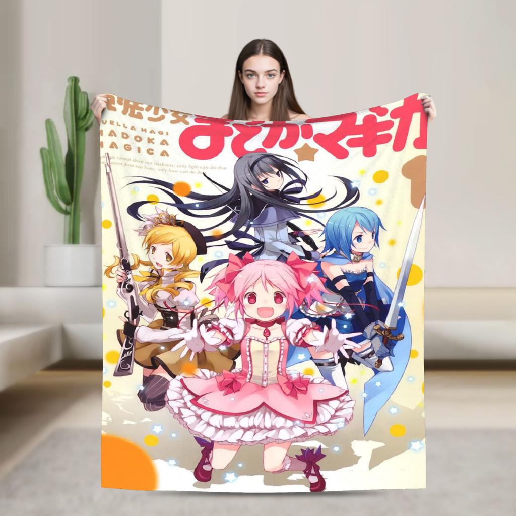 Puella Magi Madoka Magica Blanket Anime Flannel Awesome Soft Throw Blanket for Bedding Lounge Decoration