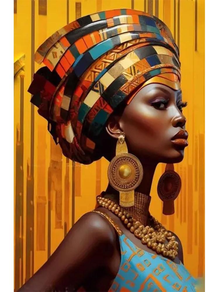 Abstract African Black Female Portrait 5DDIY Diamond Painting Art Cross Embroidery African Girl Painting Living Room Decoration