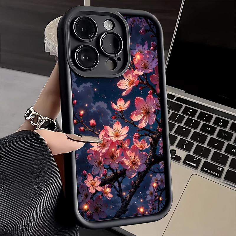 Handyhülle für iPhone 17 Air 16E 15 16 Pro Max Traumhafter Nacht-Kirschblütenbaum-Cover 14 Plus 13 12 Mini Weiche Schale Silikon Lustig