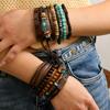 Neue Kokosnussschalen-Holzperlen Perlen Weiche Keramik Perle Stein Leder Herren- und Damenarmbänder Armbänder 11-teiliges Set