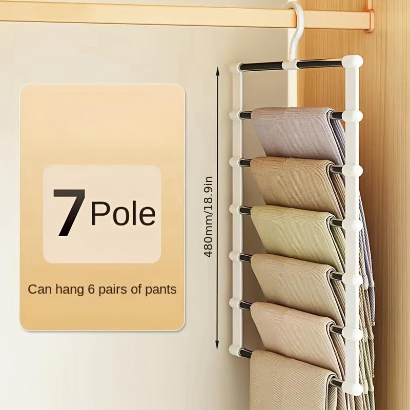 Pants Hangers Space Saving, 5/7 Layers Space Saving Hangers, Sturdy Stainless Steel Pant Rack with Anti-Slip Swing Arm
