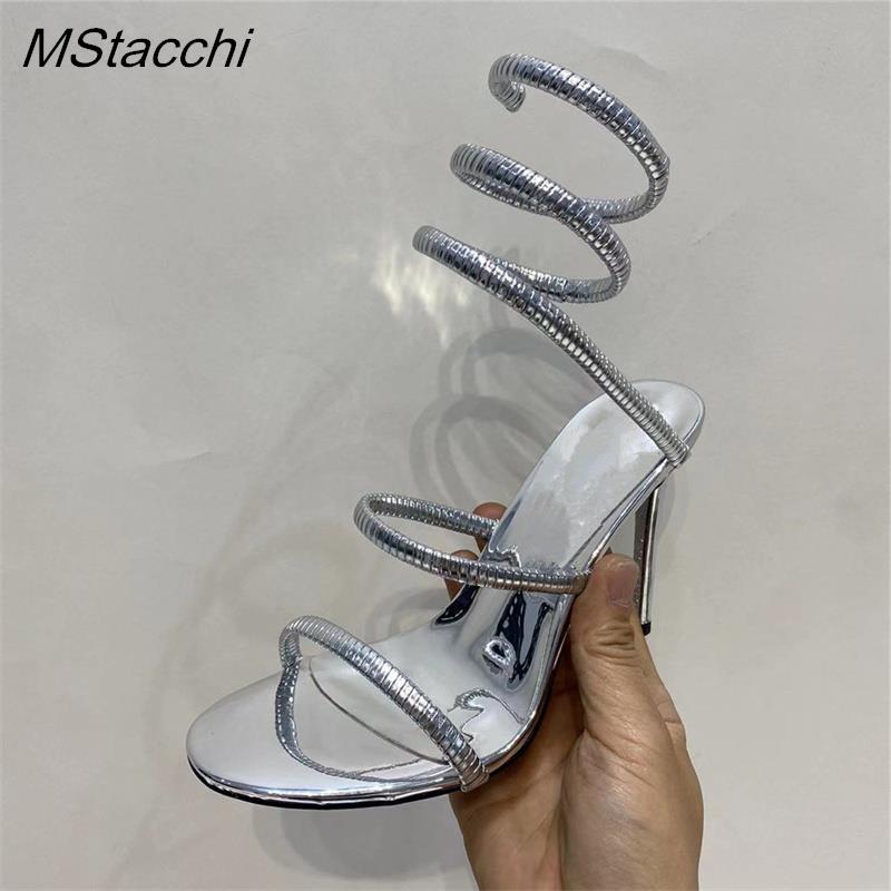 Snake Strap High Heel Sandals Women Summer  Ankle Strap Banquet Party Shoes Narrow Band High Heels Ladies Gladiator Sandals
