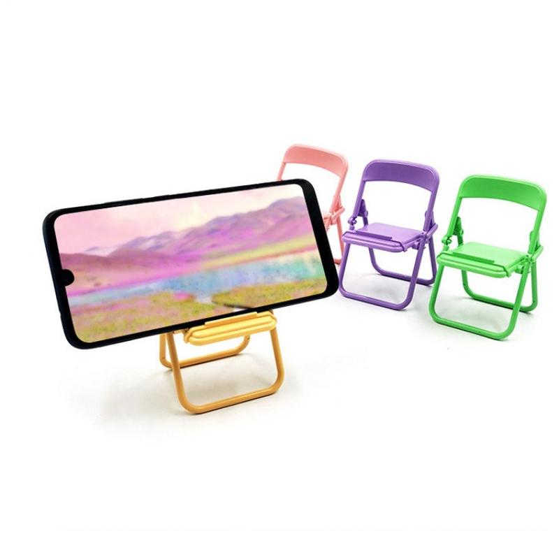 Creative Folding Chair Desktop Phone Stand Solid Color Stool Stand Pendant Portable Lazy Stand Accessories