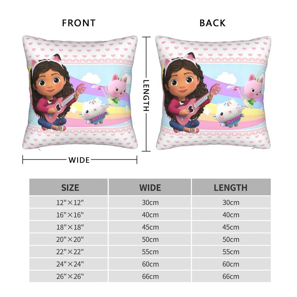Gabbys Dollhouse Cartoon Pillowcase Printed Polyester Cushion Cover Decoration Pillow Case Cover Home Square 45*45Cm
