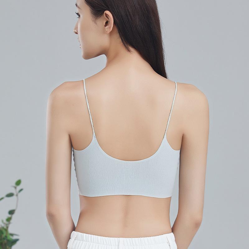 Summer Seamless Bra Women's Thin Underwear Women's Sexy Suspender Beautiful Back Chest Wrapped Fixed Cup Bra