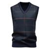 Men's Winter Fleece-Lined Plaid Vest, Pullover, Loose-Fitting Men's Sleeveless Sweater Vest