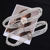 Long Flower Metal Buckle Elastic For Girls Women Waistband Dress Decoration Korean Belt Faux Pearl