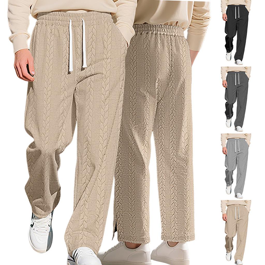 Herren gerade geschnittene Jogginghose mit seitlichen Schlitzen, lockere Freizeithose