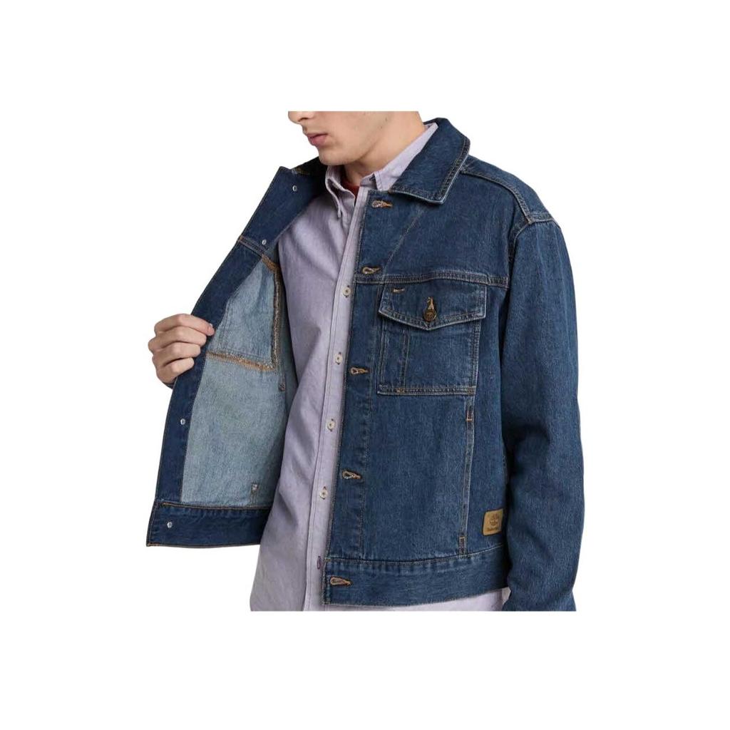Timberland Solid Color Button-Down Denim Jacket Men Jackets Blue TB0A6ADYA111