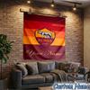 Custom Name AS Roma Football Club Emblem Tapestry Room Decoration Wall Hanging for Living Room Bedroom, dormitory, Birthday and Christmas gifts