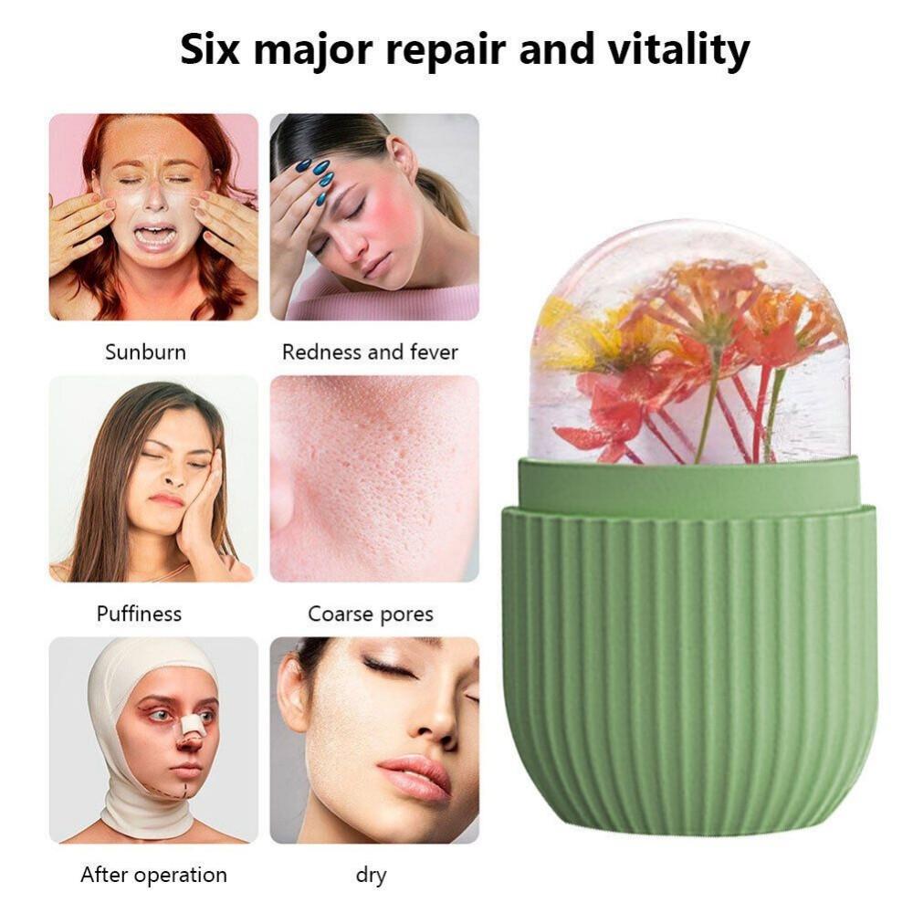 4pcs Ice Roller for Face Facial Roller Massager (De-Puff Eye Bags) Reusable Silicone Face/Neck Ice Mold for Naturally Skin Care