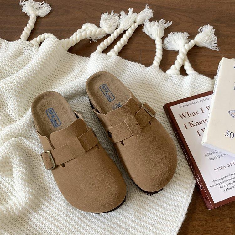 

Height increase of 6cm~ Baotou half slippers women s outer wear 2025 new thick-soled Birkenstocks niche retro slippers 35