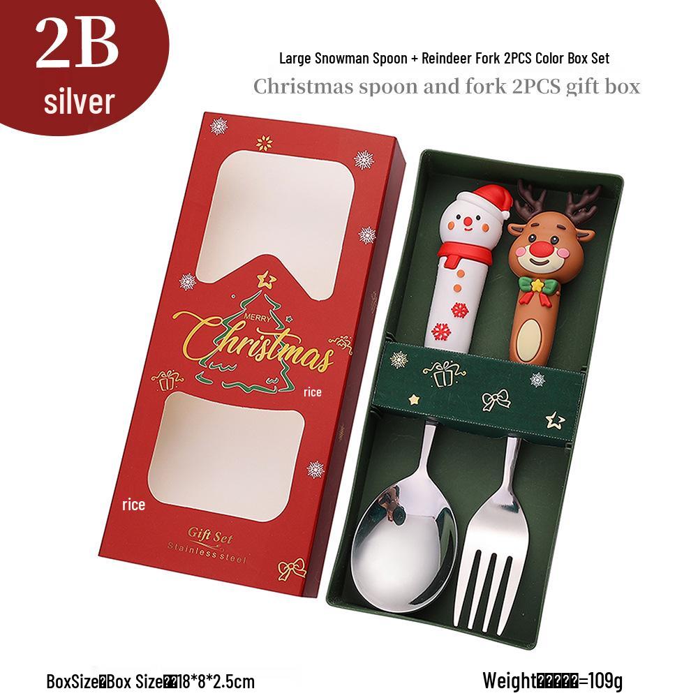 Cross-border Cute Cartoon Christmas Tree Cutlery Set: Spoon, Fork & Gift Box
