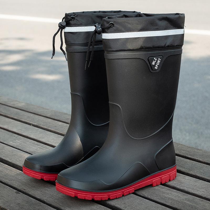 New Thickened Rain Shoes Men's Short Tube Non-slip Waterproof Shoes Wear-resistant Medium Tube Warm Bundle High Tube Rain Boots Rubber Shoes