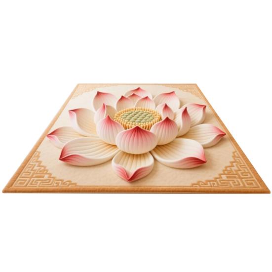 Yousheng Lotus Area Rug Non-slip Washable Flower Indoor Floor Mat Chinese Style Lotus Carpet Living Room Bedroom Office Home Decoration
