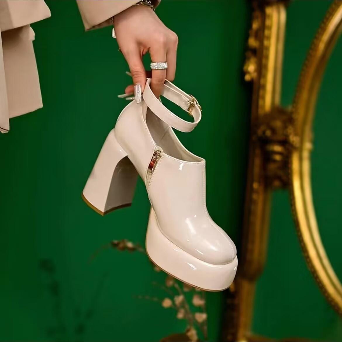 Осенние женские туфли на высоком каблуке Лолита Мэри Джейн Толстая подошва Вечерние туфли — фото 8