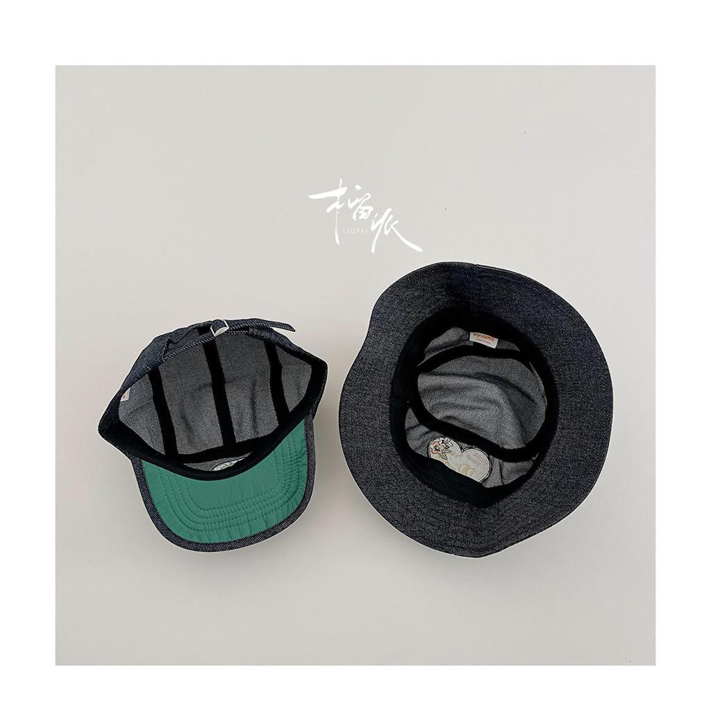 Korean Style Children's Denim Hat: Graffiti Print, Unisex, Stylish Sun Protection