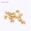18K Gold Plated Offene Quetschperlenkappen Messing Gestreifte Quetsch-Endperlen Stopper DIY Handgemachtes Bastelzubehör Für Schmuck