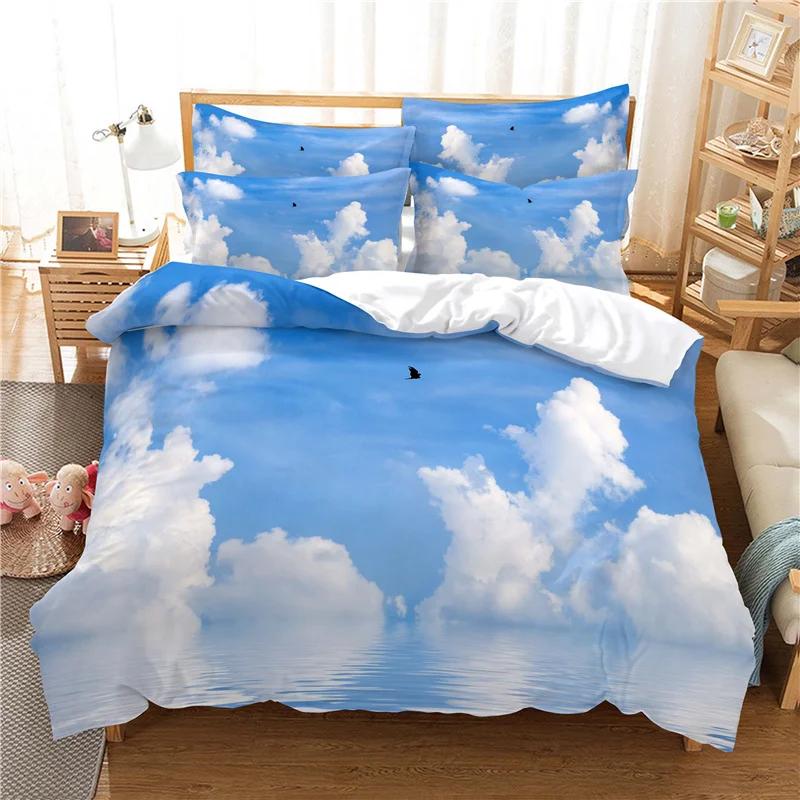 Ropa De Cama River Water Love Clouds Duvet Cover Set 100% High Quality Super Soft Comfortable Bed Linens Set 2/3pcs Dropship