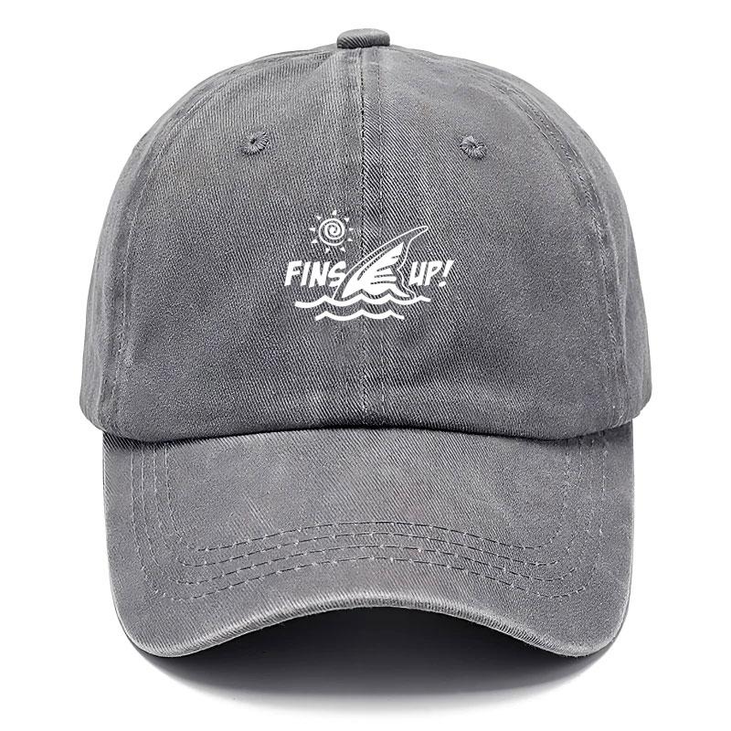 

Vintage Washed Cotton Baseball Cap Adjustable Distressed Trucker Hat For Men Women Coastal Style Cotton Cap Fins Up Beach Life