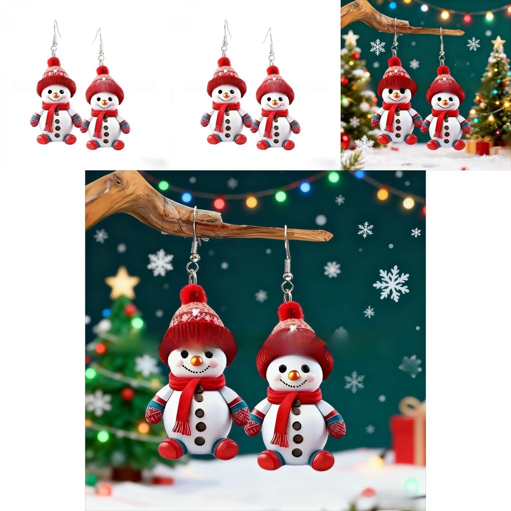 Seasonal Snowman Earrings With Silver Ear Pins And Creative Christmas Theme For Men And Women