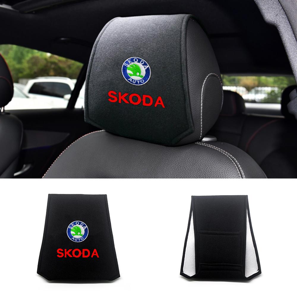 2025 New Car Headrest Cover Auto Seat Headrest Cushion Neck Pillow Case for Skoda Octavia Fabia Rapid Yeti Kodiaq Superb Octavia
