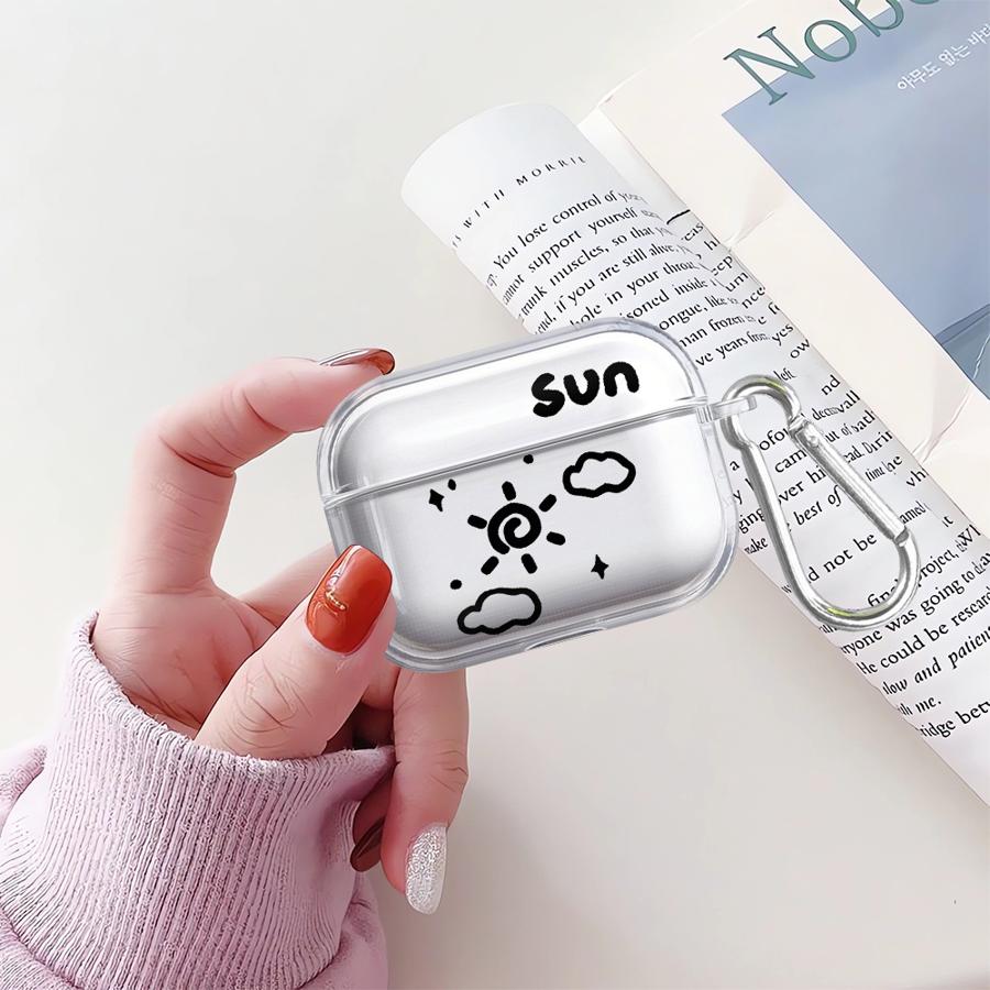 Cartoon Moon Sun Clear Earphone Cases Cover Case For Airpods Pro2 3 1 2 Pro 4 Pro3