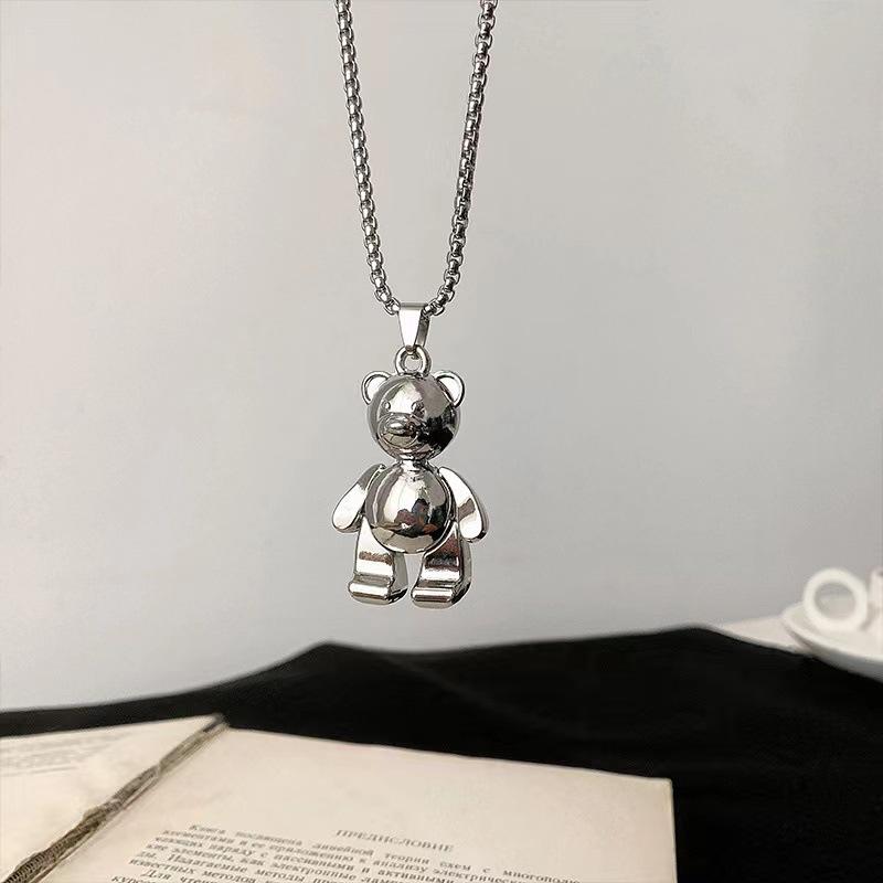 Movable Limbs, Pot-bellied Bear Necklace, Hip-hop Long Versatile Sweater Chain, Pendant Couple Accessories