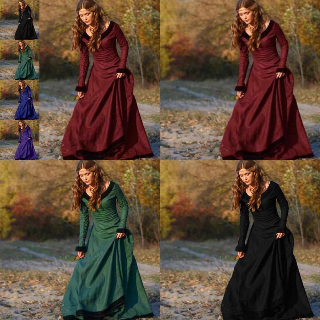 Medieval Vintage Women Renaissance Dress Cosplay Costume Princess Gothic Dress