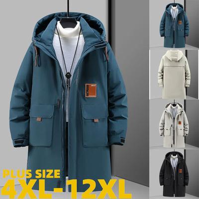 Męski płaszcz zimowy plus size big tall, pogrubiony, długi, o luźnym kroju, wyściełany bawełną, z rozcięciem 4XL-12XL
