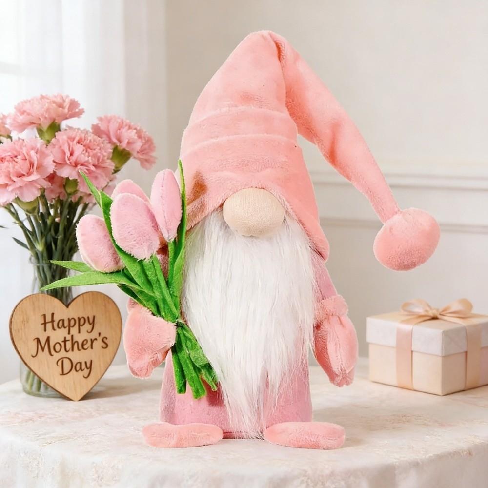 Pink Tulip Dwarf Bouquet Doll Home Decor Gnome Stuffed Dolls Holding Tulip Gnomes Mother's Day