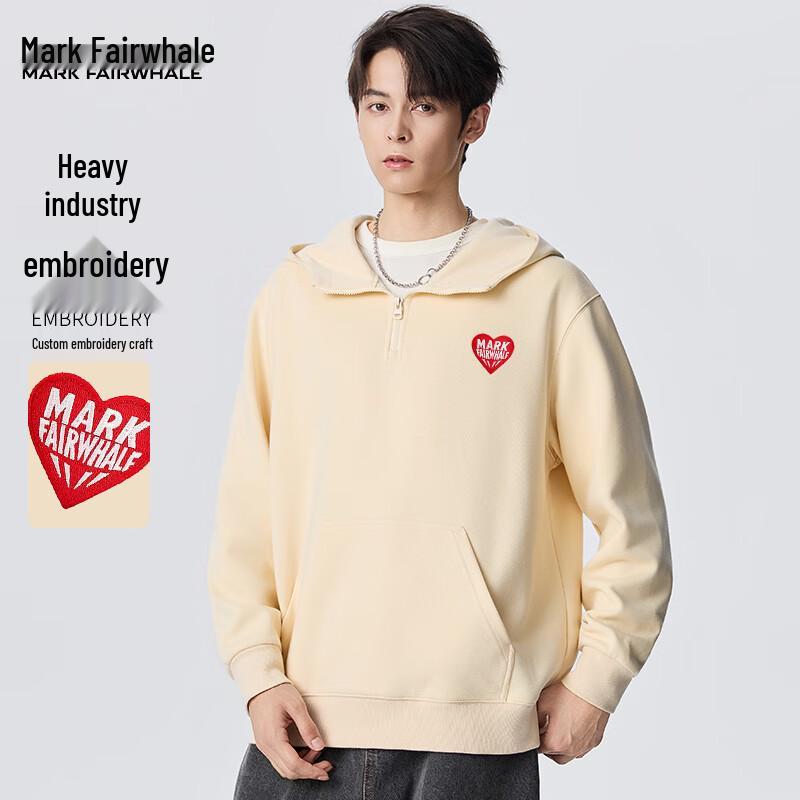 Mark Hua Fei Men's Embroidered Half-Zip Hooded Sweatshirt