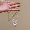 Sweet Strawberry Bowknot Pearls Pendant Necklace Elegant Beaded Neck Jewelry Piece For Women Girls Gift