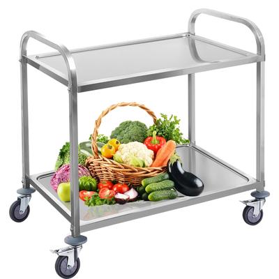 Wózek Kuchenny Wózek ze Stali Nierdzewnej z Kółkami 2 Poziomy Szerokość Wózek Serwingowy Wózek Komercyjny Przechowywanie Wózek do Przechowywania Japońska Instrukcja Obsługi Wózek 2