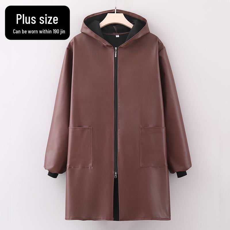 Plus Size PU Leather Waterproof Coveralls - Unisex Long Sleeve Apron for Catering and Workwear