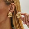 Salircon Trendy Design Irregular Fold Piercing Earrings for Women Elegant Geometric Gold Color Stud Earrings  New Jewelry